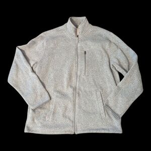 St. John's Bay Gray Heathered Full Zip Fleece Mock Neck Sweater Jacket Men's XL